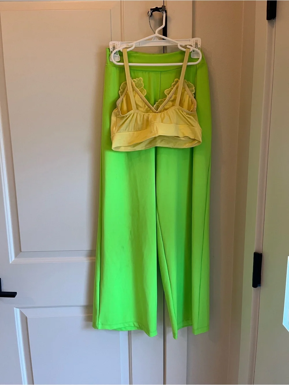 Dance Costume - Lime Green Pants with Yellow Floral Crop Top